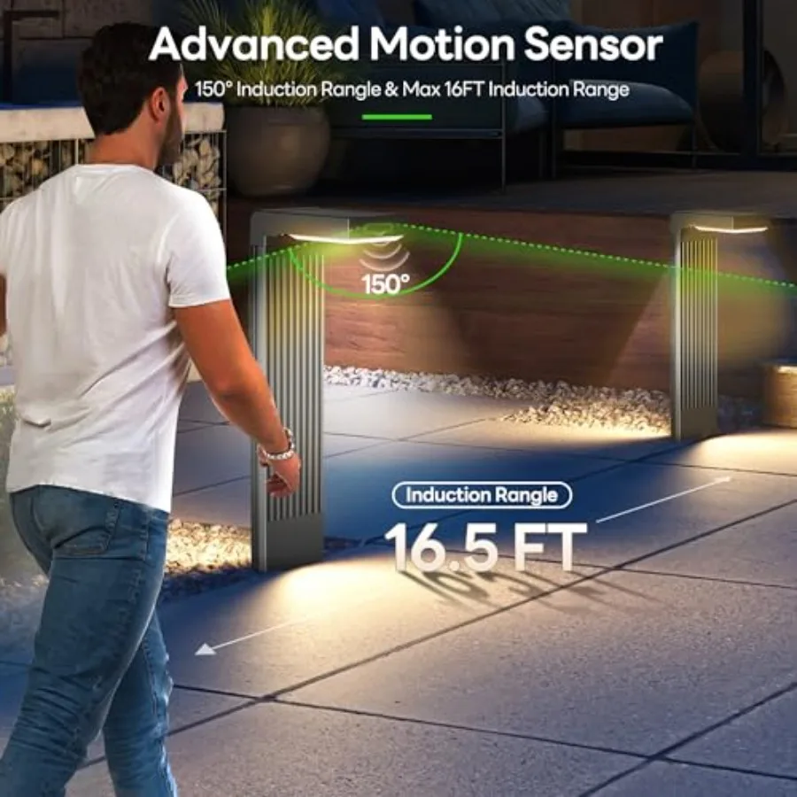 Solar Lights Outdoor Pathway, Motion Sensor Solar Pathway Lights, 3 Working Modes and 2 Colors Adjustable, IP65 Waterproof Outd