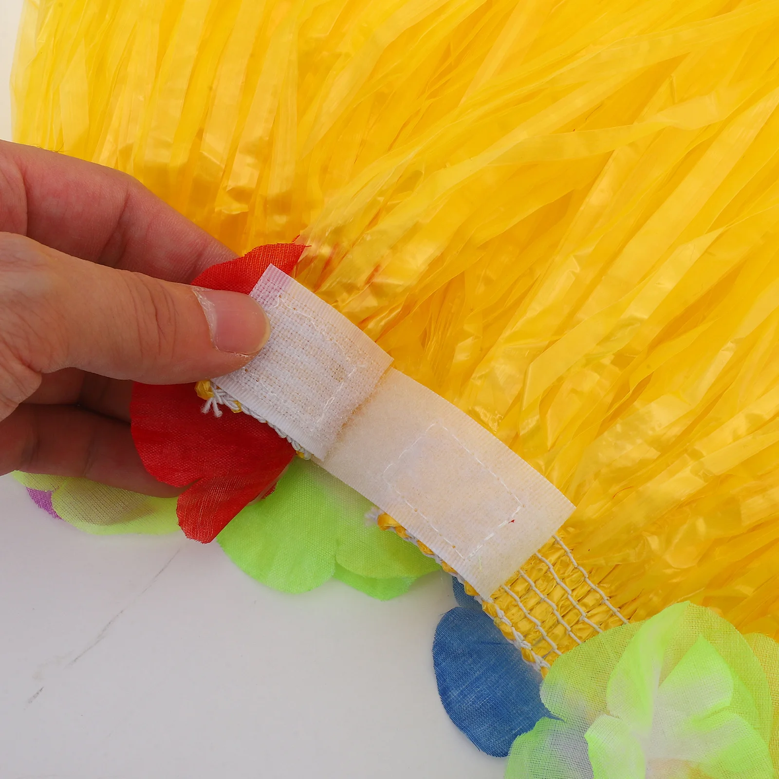 Hawaiian Kids Grass Skirt Set Hula Costume Accessories Bracelets Garland Head Hoop Party Beach Luau Tropical Outfit (Yellow)