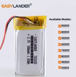 302035 402035 502035 602035 802035 902035 102035 3.7V 500mAh 702035 Rechargeable Lithium Li-ion Polymer Battery