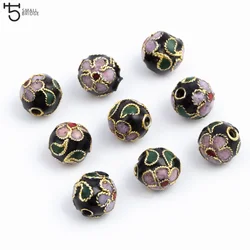 6/8/10/12mm Cloisonne Metal Enamel Beads for Jewelry Making Diy bracelets for women Loose Spacer Copper Beads Wholesale M501