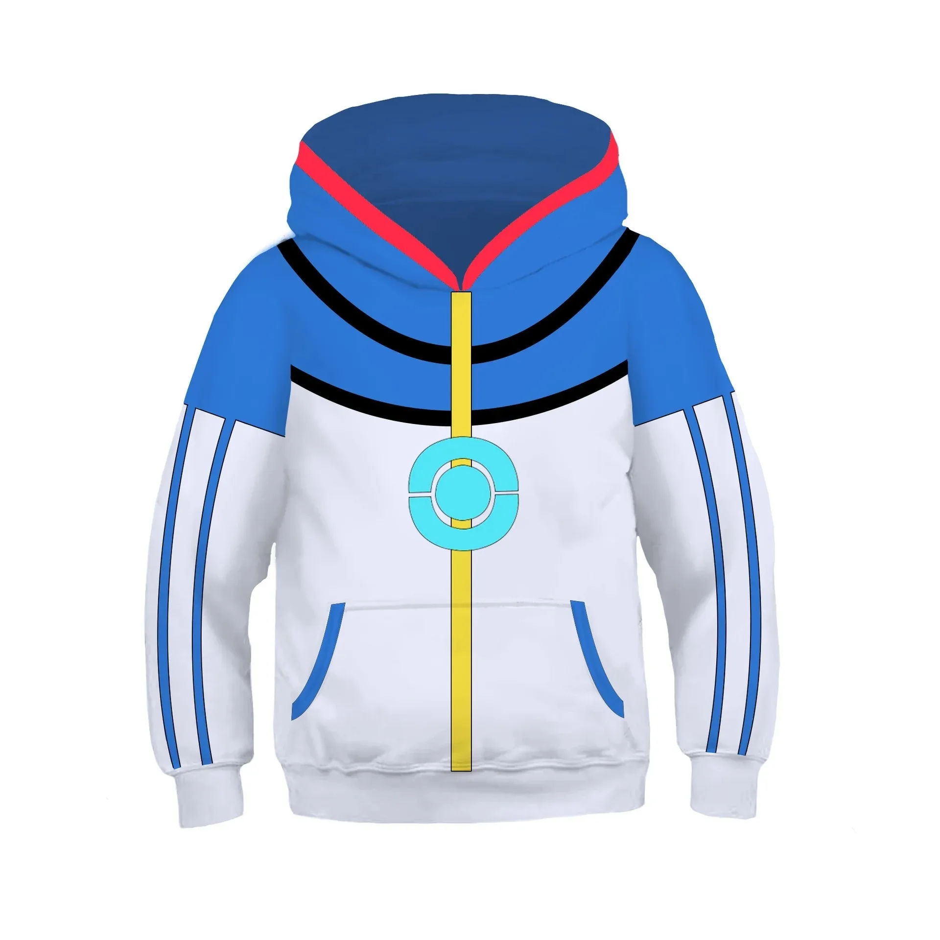 Bandai Anime Trainer Outfit Style Hoodie, Cool Authentic Cos Uniform Art Print for Adults and Kids Character Role Play Event