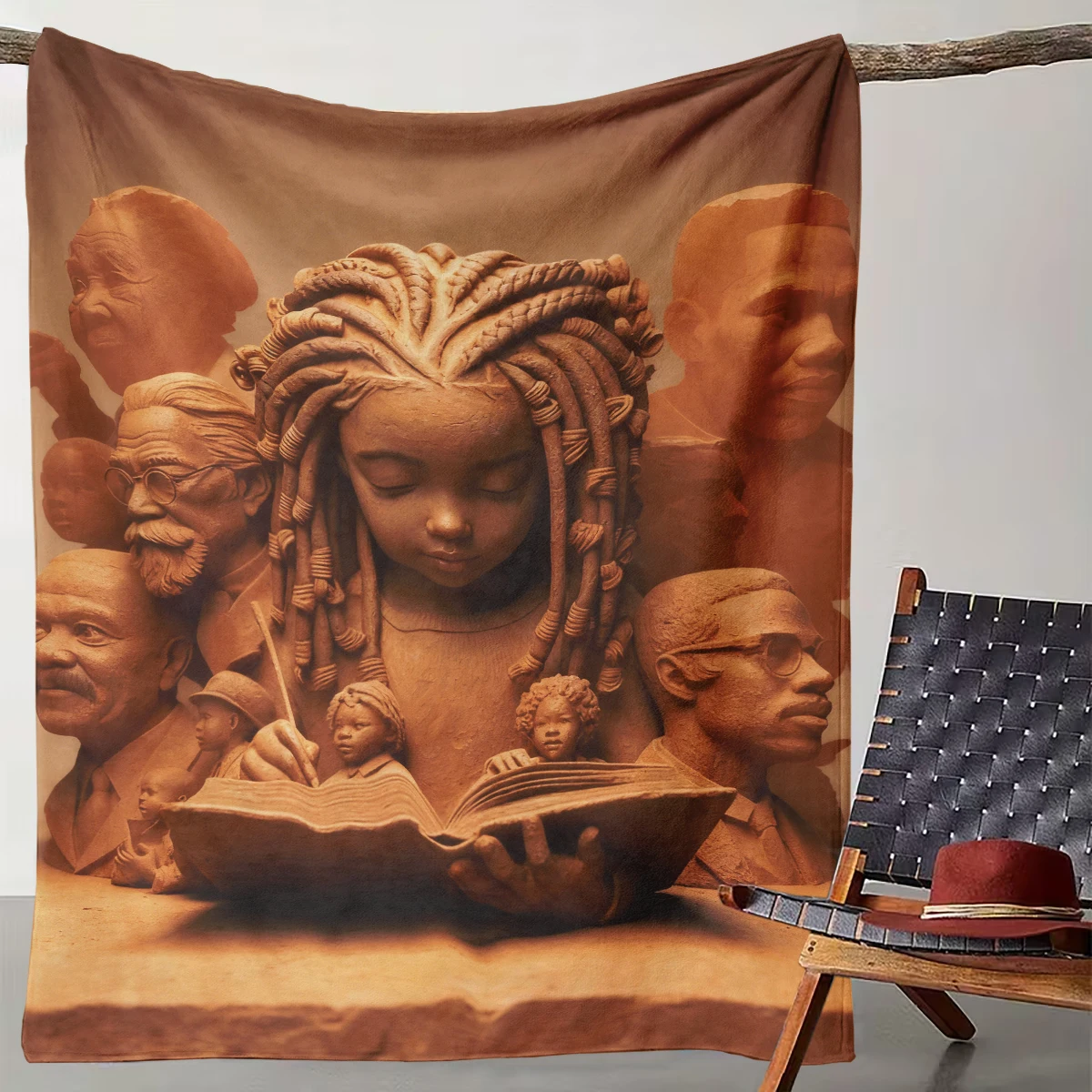 

1 Piece of Cultural and Art Sculpture Blanket | Retro Textured Decorative Blanket Niche Art Style Soft Blanket for Sofa and