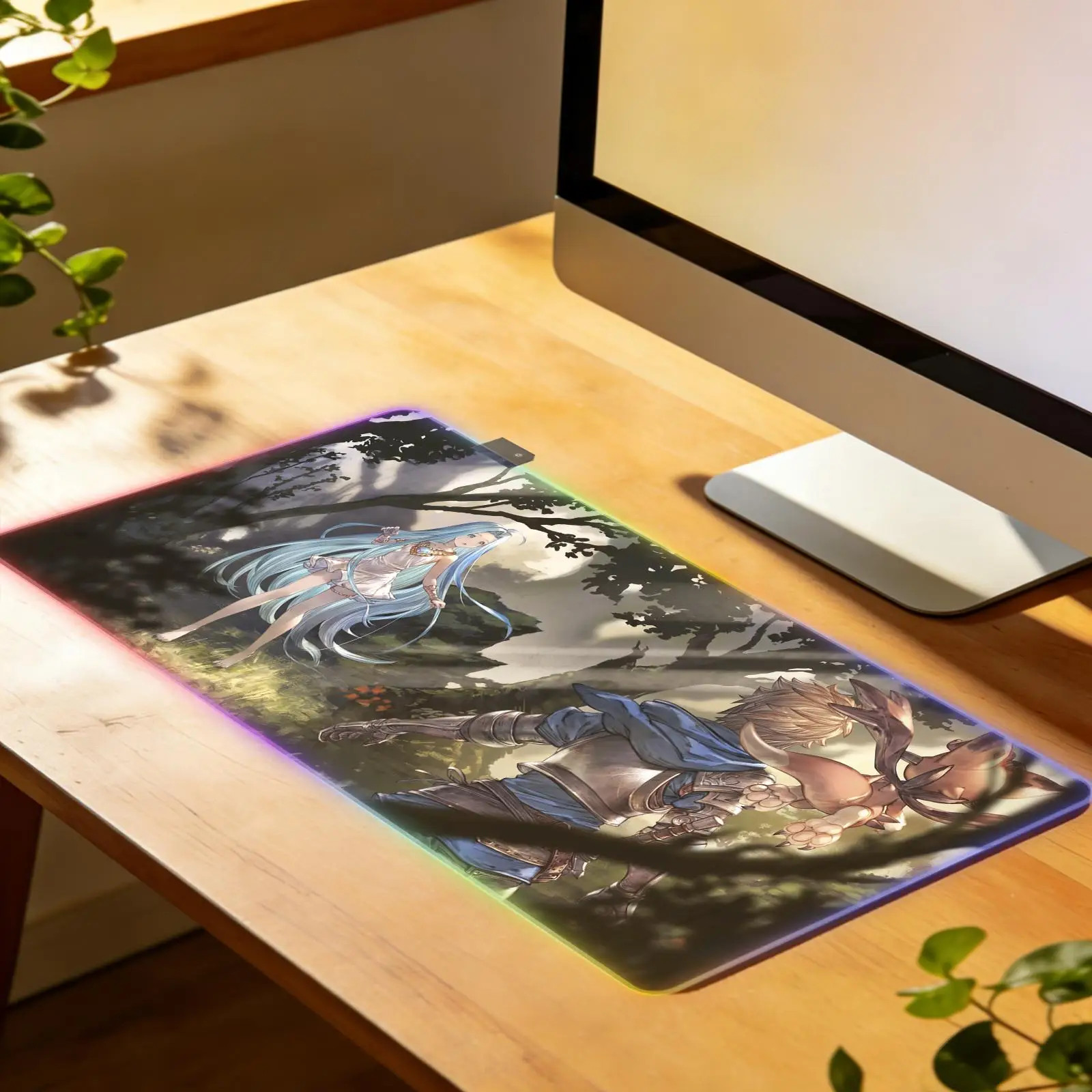 

Большой RGB коврик для мыши с мультяшным дизайном, игровой коврик GRANBLUE FANTASY, резиновый коврик XXL для геймеров, коврик для клавиатуры