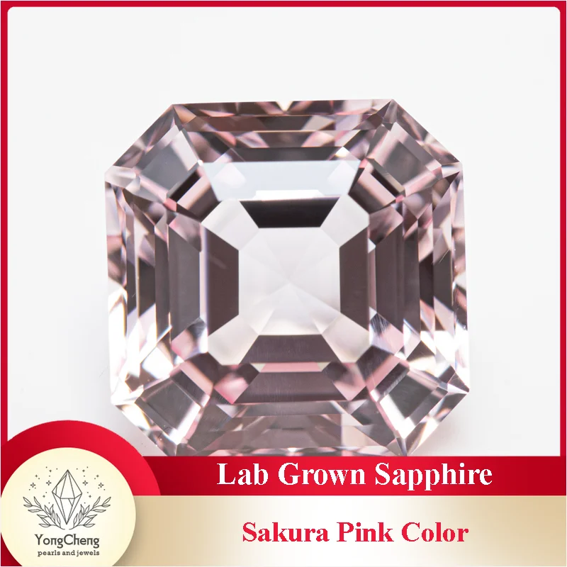 

Lab Grown Sapphire Square Asscher Cut Sakura Pink Color VVS1 Charms DIY for Jewelry Making Materials Selectable AGL Certificate