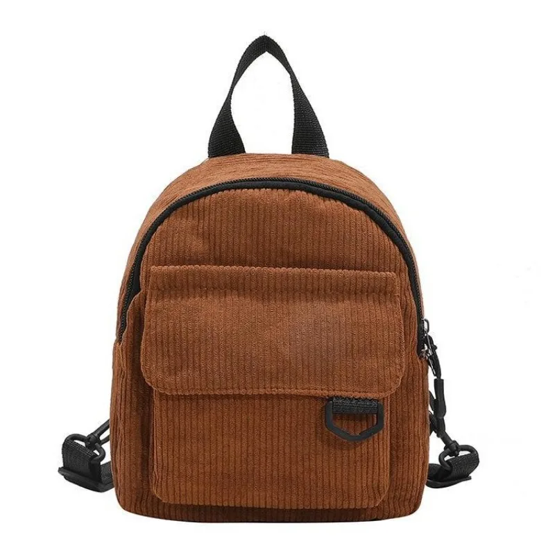 Korean-style casual versatile retro corduroy solid-color Japanese-style women's backpack student schoolbag trendy ladies' bag.