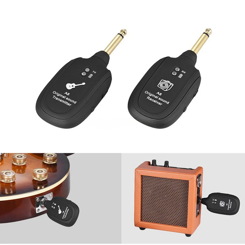 

Wireless Guitar Transmitter Receiver Rechargeable Original Sound Transmission Range for Electric Guitar Bass Violin