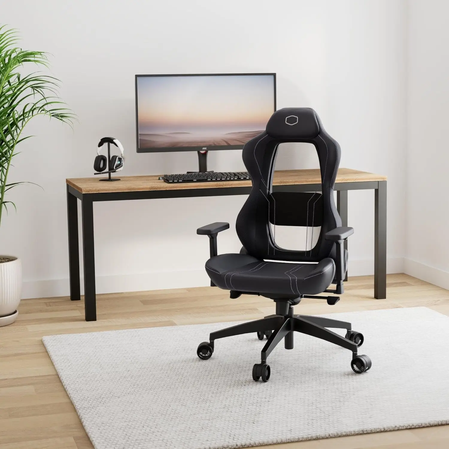 Cooler Master Hybrid 1 Ergonomic Gaming Chair Muscleflex® Mesh, Cold-Molded Foam, Steel Frame | Aluminum Base. 180 Reclining,