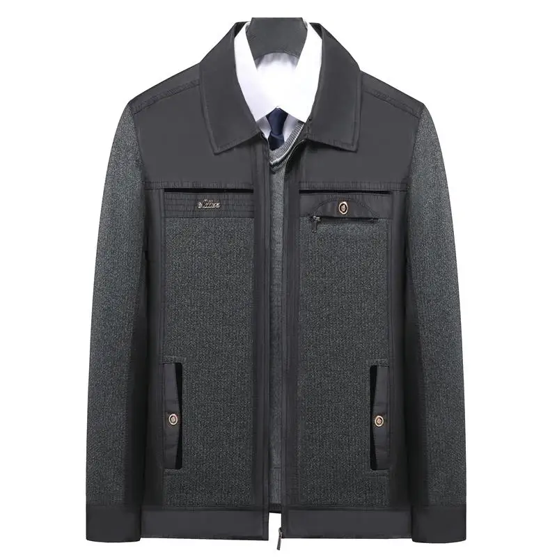 

Fall Faion Thin Jaet Coat for Middle-Aged Men Casual Loose Fit with kets Urban Sle Windproof Long Sve Top