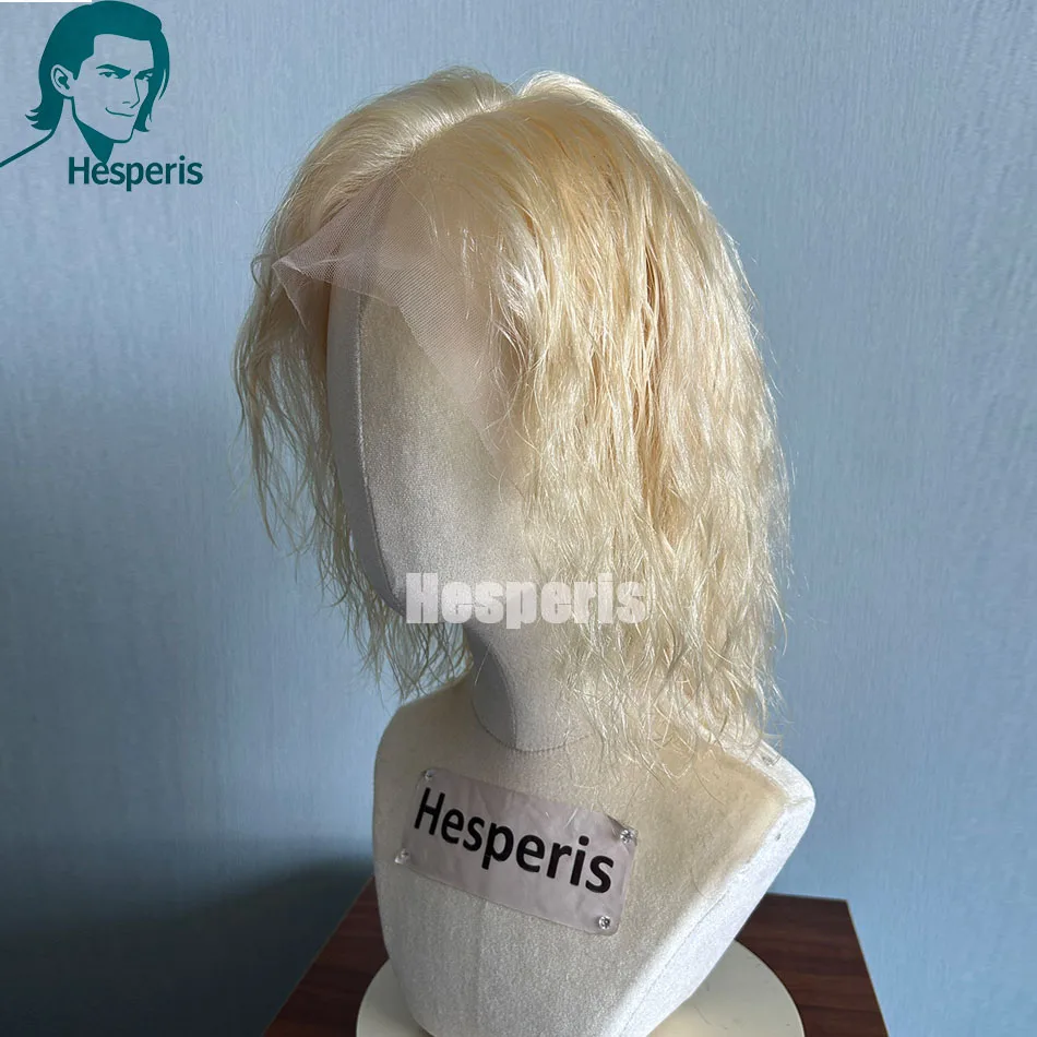 Hesperis 613 Bob Cut Ash Blonde Male Wig Transparent Lace Frontal Human Hair Short Pixie Cut Pre-Plucked 13x4 for Men