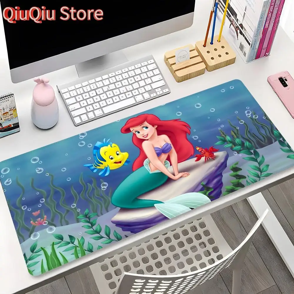 

Коврик для мыши Disney The Little Mermaid Ariel Princess, игровой коврик с запирающимся краем, большой коврик для компьютерного геймера, большой резиновый художественный коврик для мыши, стол для ноутбука