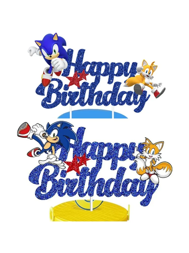 Sonic The Hedgehog Party Supplies Boys Birthday Party Paper Tableware Cake Topper Cupcake Decor Baby Shower Party Decorations