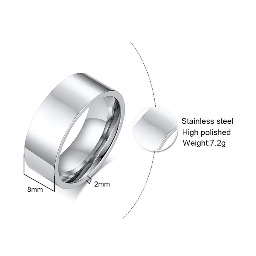 

Unisex Stainless Steel Ring 6Mm Flat Minimalist Fashion Retro Band for Wedding Party Engagement Prom Valentine Gift Men Women