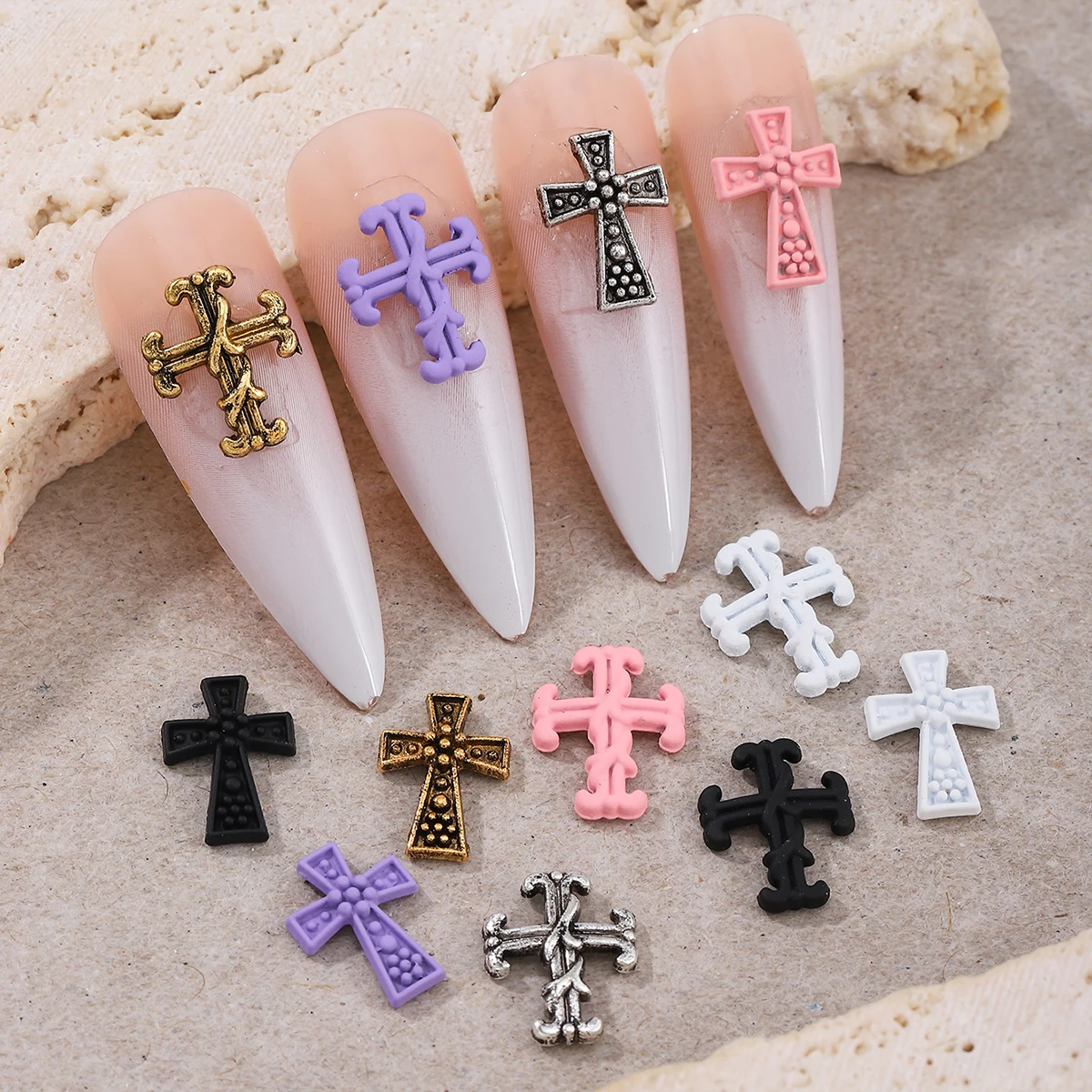 80 ماكارونس ملون عتيق لفن الأظافر المتقاطع مزين بنمط فاسق من سبيكة فن الأظافر DIY إكسسوارات مثقاب معدني للأظافر المزيفة #2