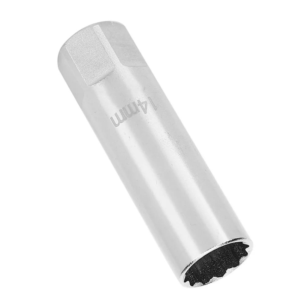 Chrome Vanadium Steel 14mm Spark Plug Socket Sliver Heavy Duty 3/8 Drive Thin Wall Socket Deep Spark Plug Socket Car Maintenance