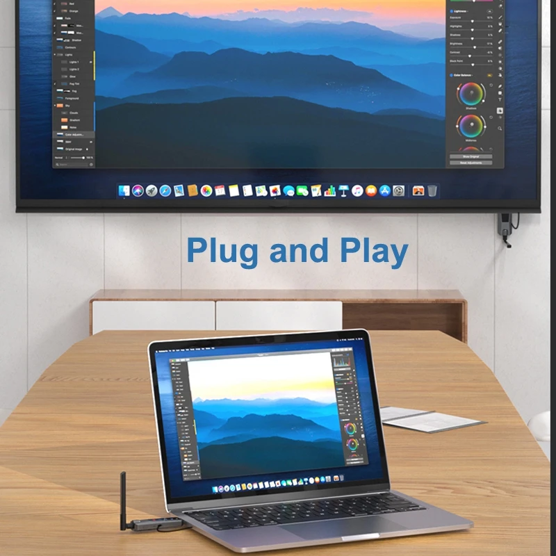 5G Wireless Video Transmitter and Receiver HDMI Extender Meeting Screen Share Display Transceiver for Laptop PC To TV Projector