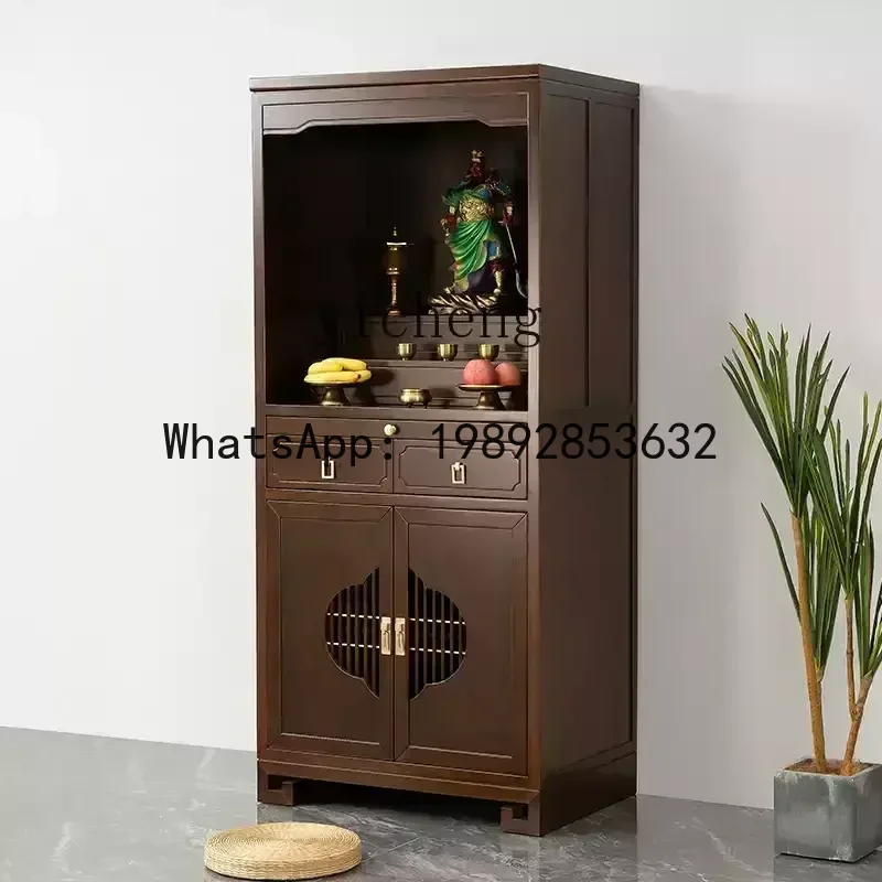 modern shrine high cabinet new Chinese solid wood Guanyin Guan Gong household God of Wealth Shrine