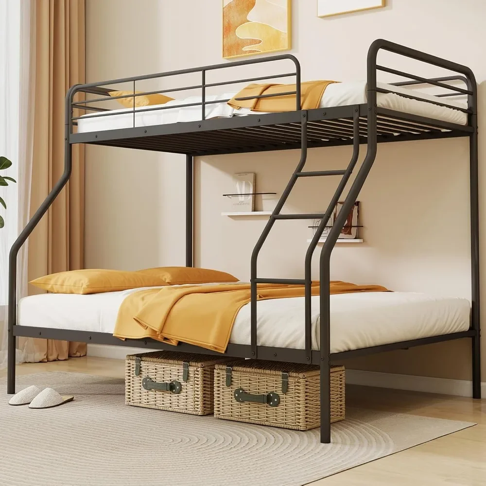 

Metal Bunk Beds Twin Over Full Size Heavy Duty Bunk Bed for Teens Adults with Ladder & Guardrails Space Saving Bunk Bed