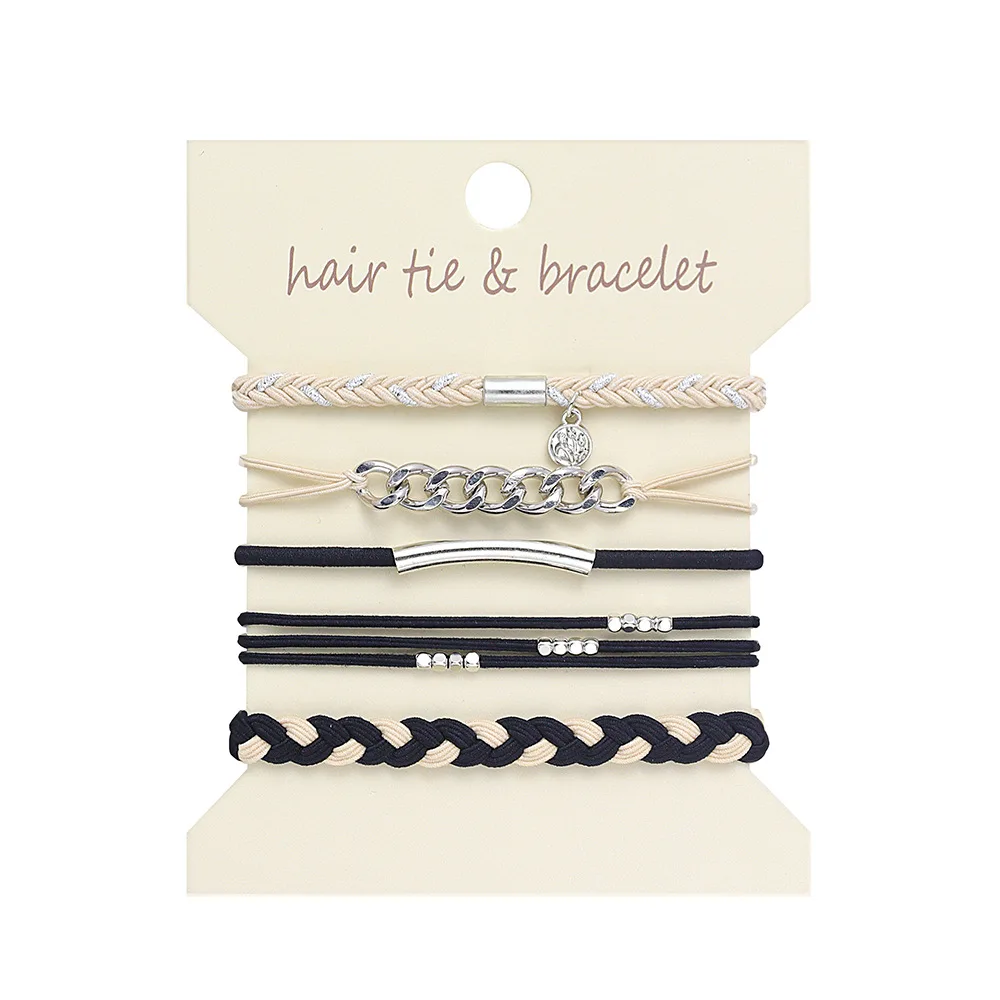 5pcsMetallic Bohemian style women's hairbands, bracelets, hair loops, hair ropes, vintage European and American hair accessories view 5