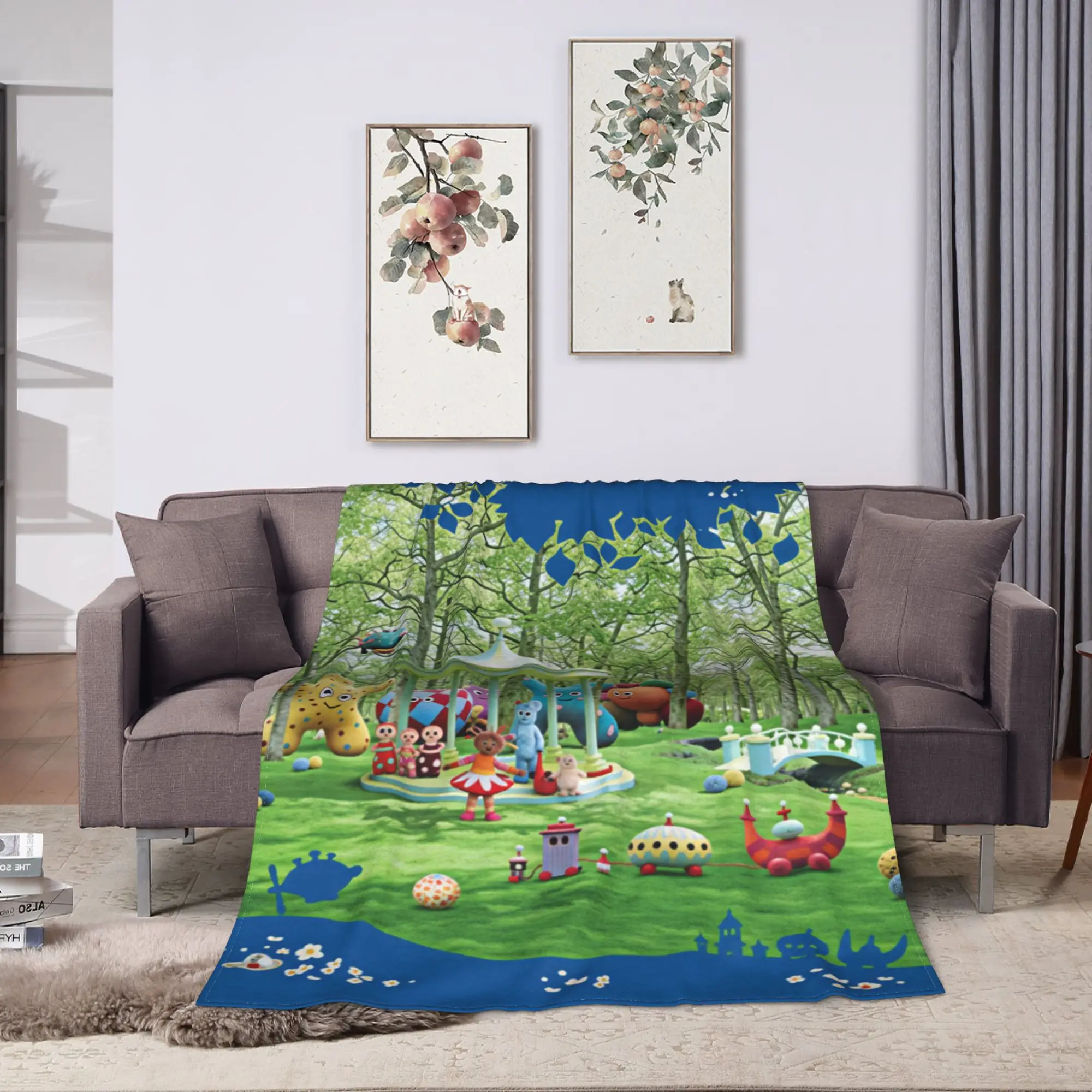 The Pinky ponk zeppelin In the night garden Flannel Blanket  Warm Throw Blanket for Home Decor Airplane Bedspread Sofa Bed Cover