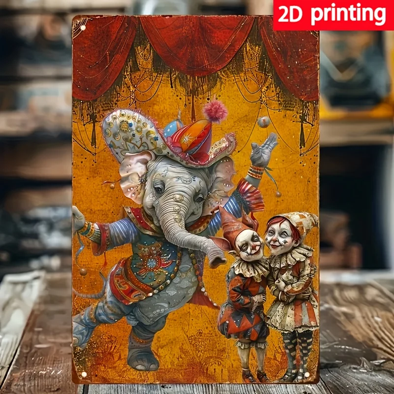 Circus Clown Vintage Metal Wall Sign - es, Colorful Performer Artwork with Theme, Perfect for Home, Bar, Cafe, Restaurant