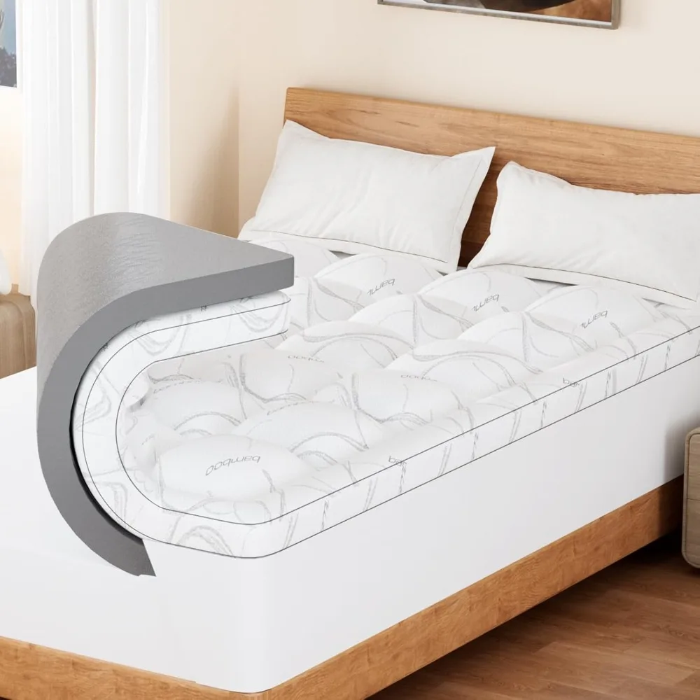 

king size dual layer memory foam mattress topper with 2 inch gel infused foam and deep pocket design