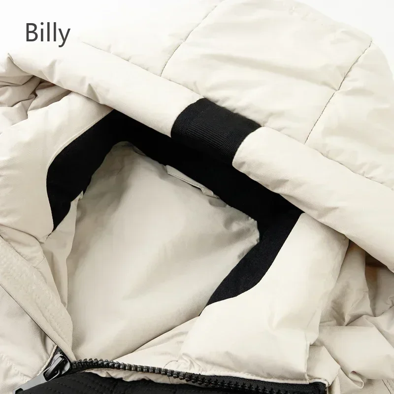 Billy Black and White Hooded Men's Down Jacket Medium-length Duck Down 2024 New Autumn and Winter Jack Thickened Clothing Coat