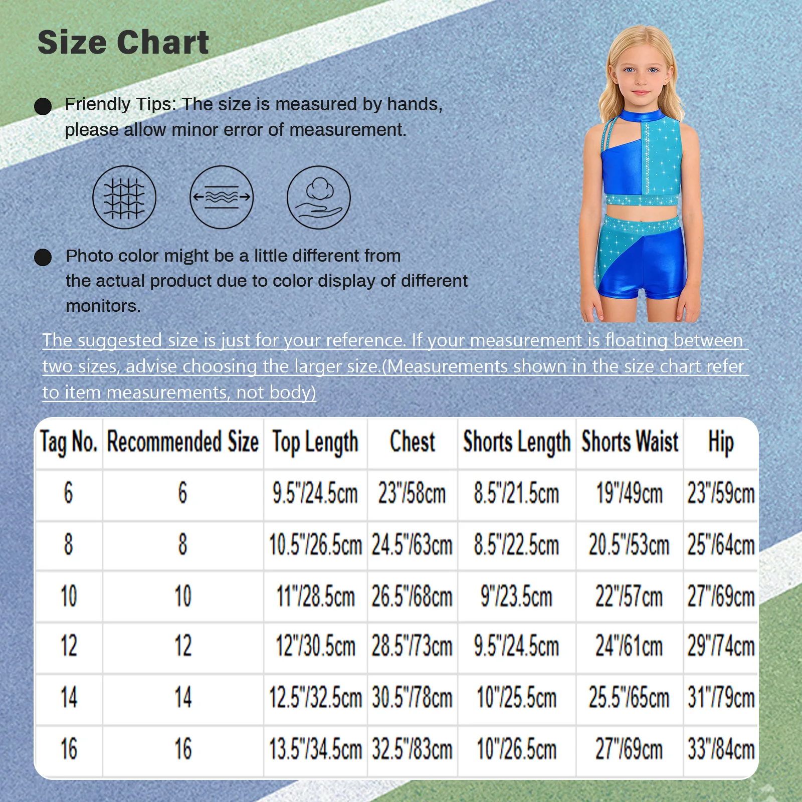 لامعة الراين الجمباز الإيقاعي الرقص الزي الاطفال الفتيات الباليه الرقص أداء مجموعات أكمام معدنية المحاصيل الأعلى + السراويل #6