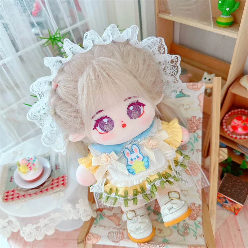 

20cm Cute Alice Lace Dress Girls Plush Doll Kawaii Stuffed Idol Star Doll with Shoes Skirt Clothes Customization Figure ToysGift