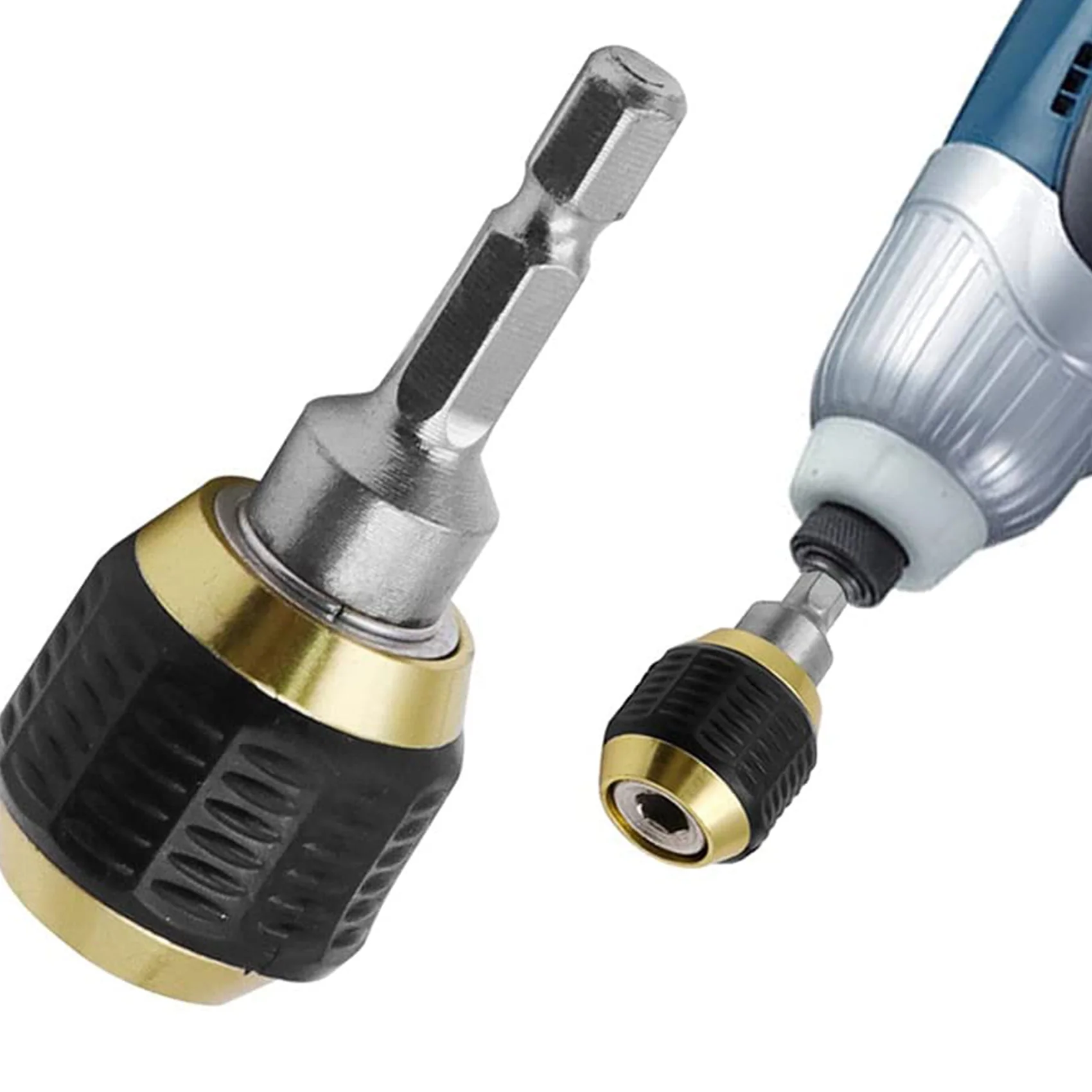 F-T 2個 60mm ドリルチャック スクリュードライバー インパクトドライバーアダプター 1/4インチ 六角軸 ドリルビットツール クイックチェンジ コンバーターアダプター