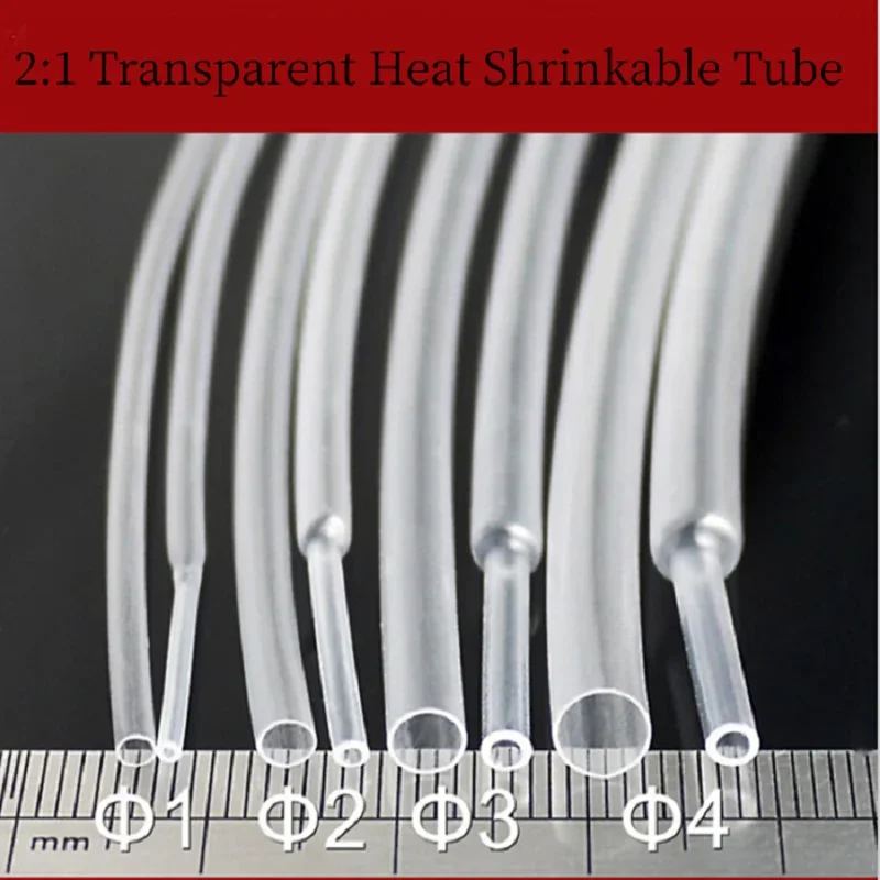 1 Meter Clear Dia 1 2 3 4 5 6 7 8 9 10 12 14 16 20 25 30 40 50 mm Heat Shrink Tube 2:1 Polyolefin Thermal Cable Sleeve Insulated