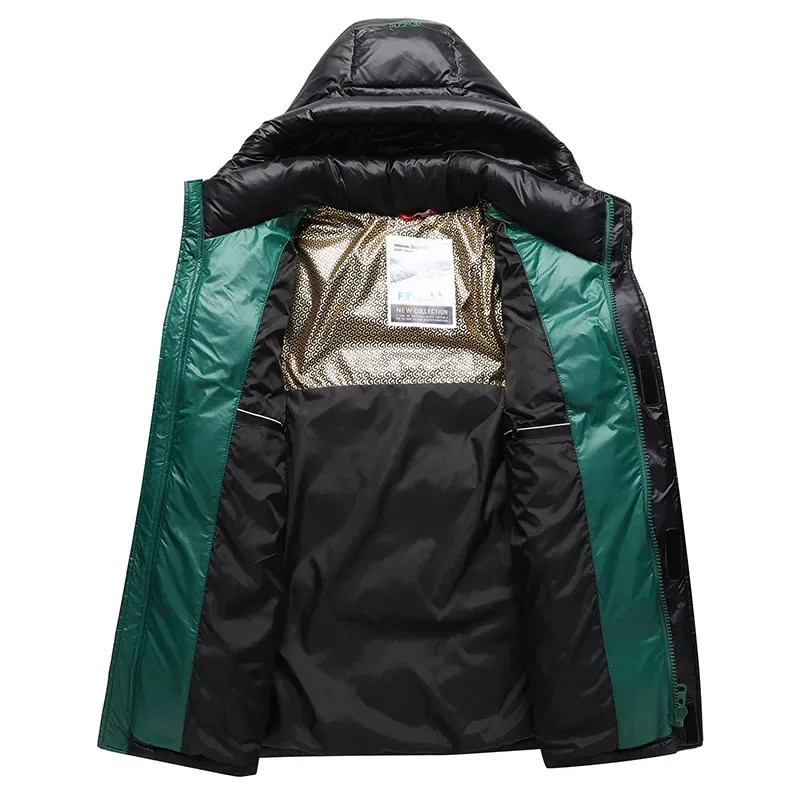 YEAE-Waterproof Hooded Down Jacket for Men, White Duck, Anti -cold, Male, Black, Gold, Winter