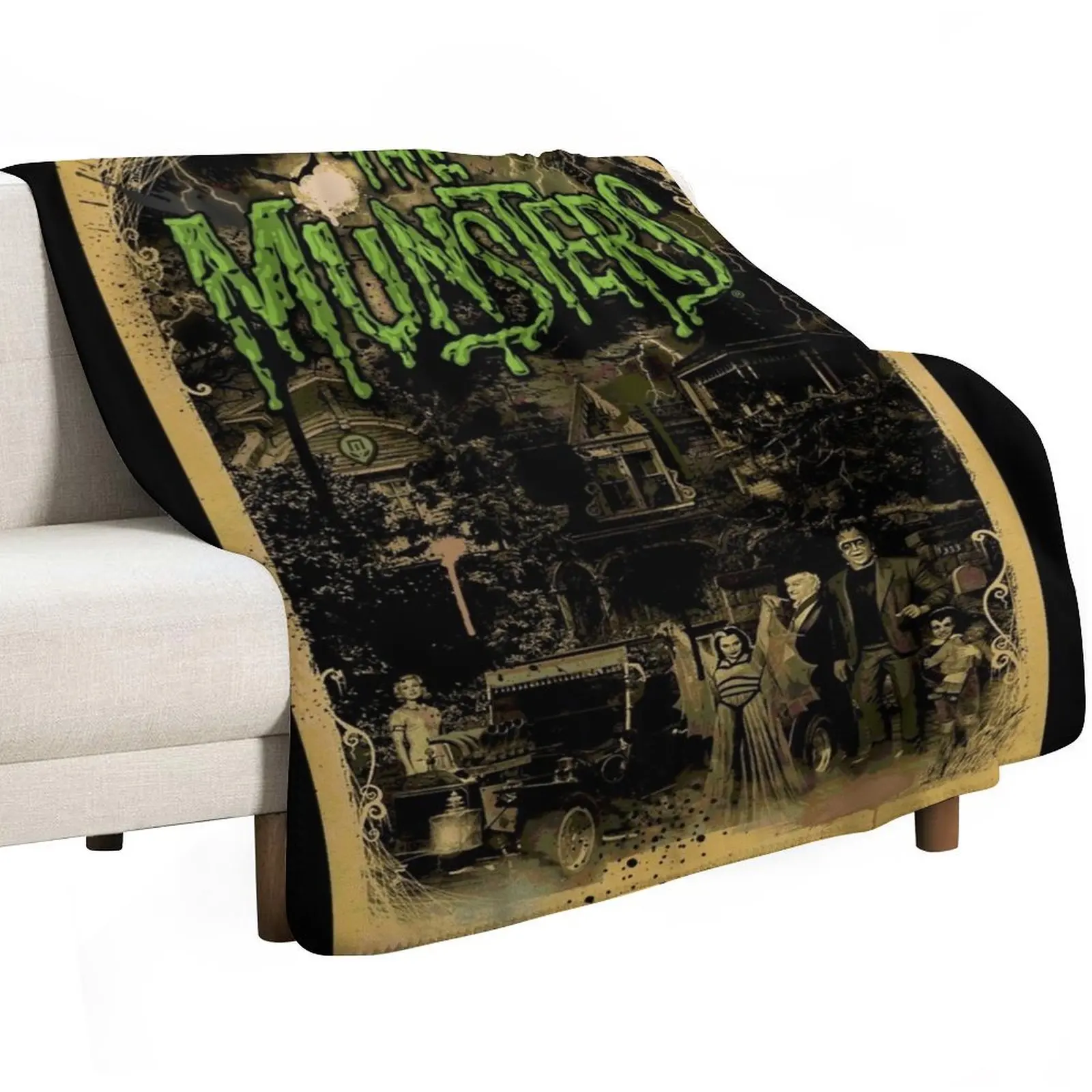 THE MUNSTERS Throw Blanket Bed linens Furry Retros Cute halloween Bed covers Blankets