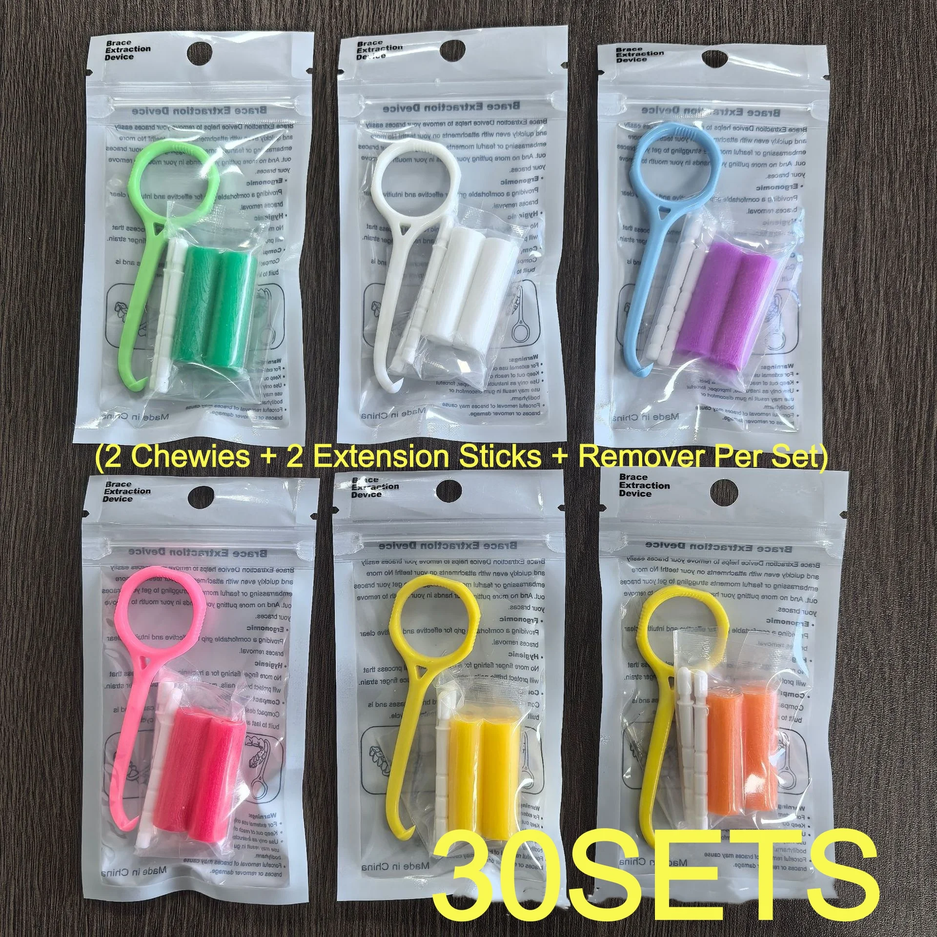 30Set Dental Orthodontic Aligner Remover Invisible Removable Braces Removal Tool Extractor Hook Aligner Chewies Silicone Stick