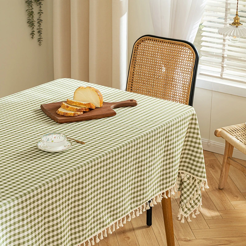 Korean and Japanese style plaid tablecloth, thickened coffee table cover, fresh checkered tablecloth, simple home use r