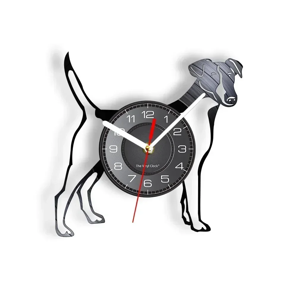 Smooth Fox Terrier Vinyl LP Disc Wall Clock Puppy Dog Lovers Home Decor Wire Fox Terrier Retro Music Album Longplay Record Clock