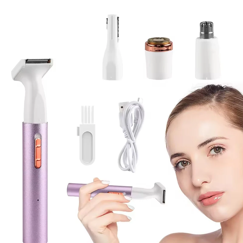 

4-in-1 Multifunctional Hair Remover USB Rechargeable for Eyebrow Nose Hair Removal Suitable for the Whole Body