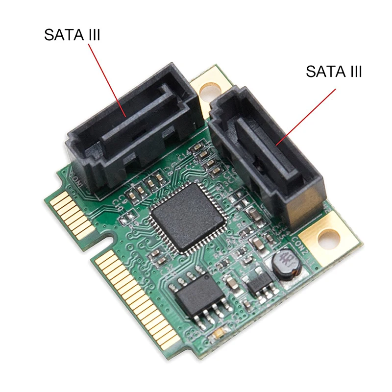 1PC*Mini PCI-E to 2 Ports SATA 3.0 Expansion Adapter PCI-Express Chip Expansion Adapter Card Mini PCIe to dual SATA add on card