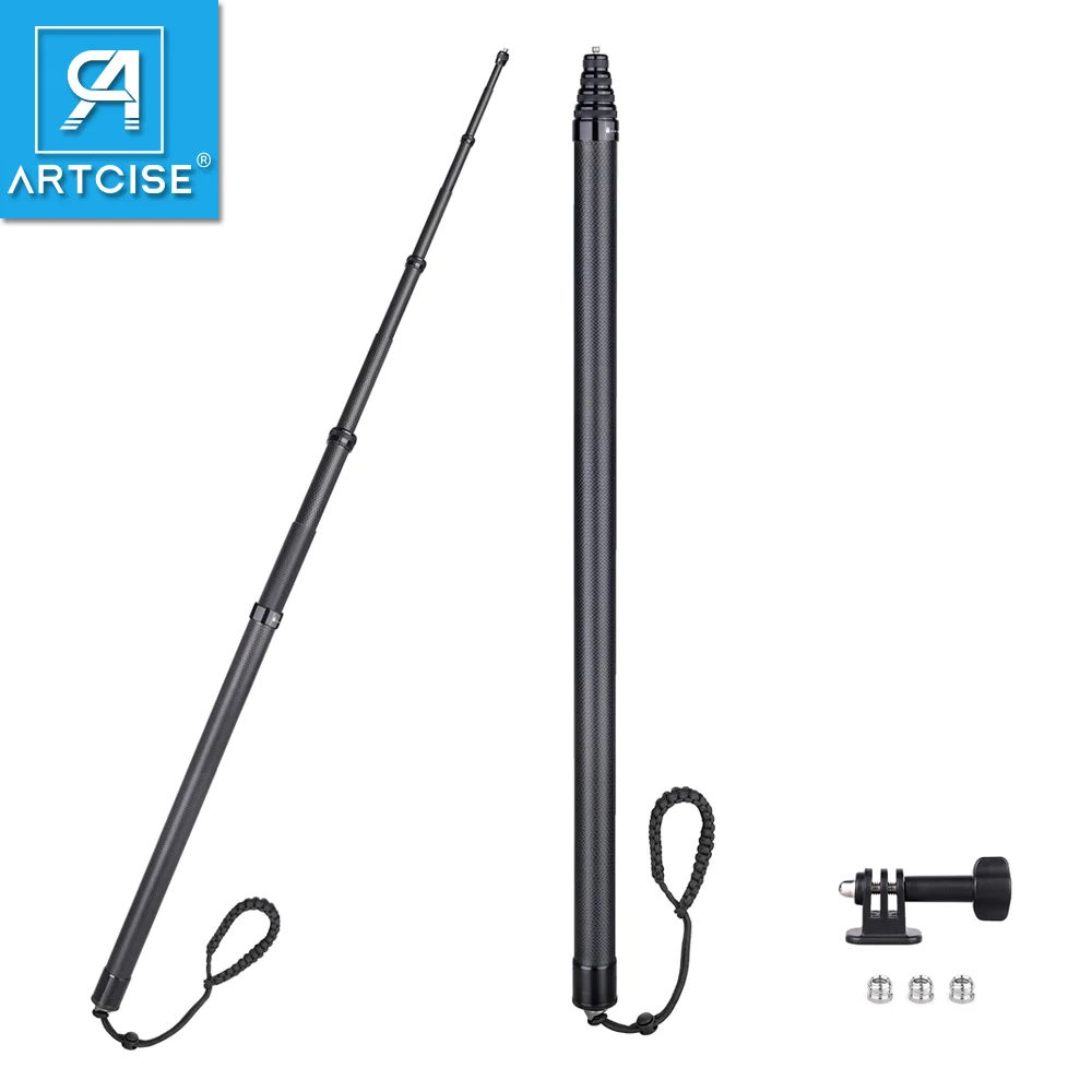 ARTCISE ER500 Universal Invisible Selfie extensión palo fibra de carbono Max 5M para cámara deportiva GoPro DJI viaje ligero