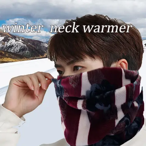 새로운 겨울 목 따뜻한 인쇄 스카프 파이프 남여 더블 레이어 플러시 목 커버 야외 Windproof 풀오버 목 스카프