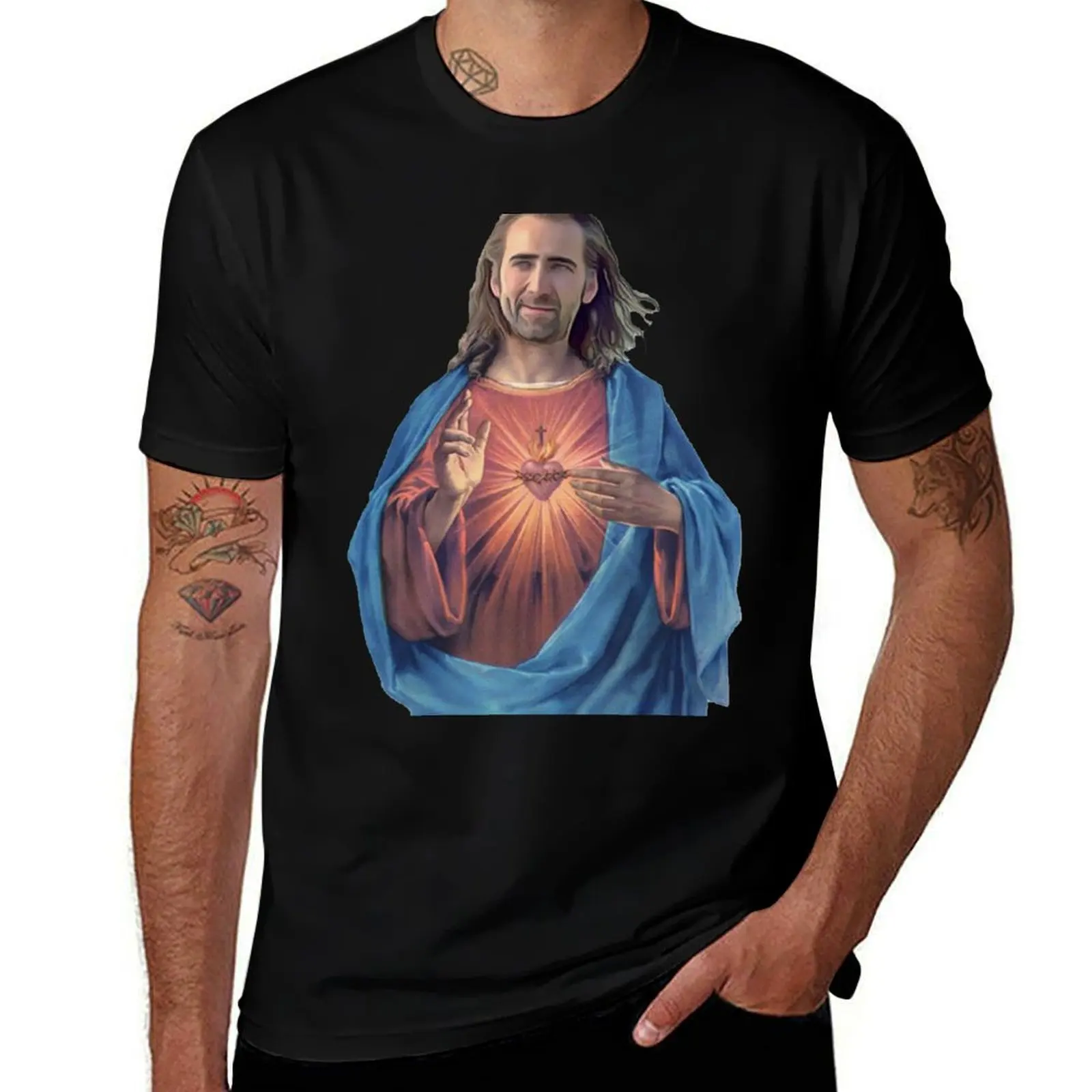 

Nicolas Cage is Jesus T-Shirt Street Art Print Tee Shirt