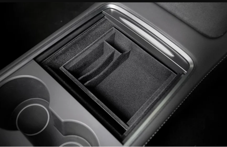 Central Console Organiser for Tesla Model Y 2020-2024/Model 3 2021-2023 Center Storage Tray Armrest Drawer TPE Cup Water Holder