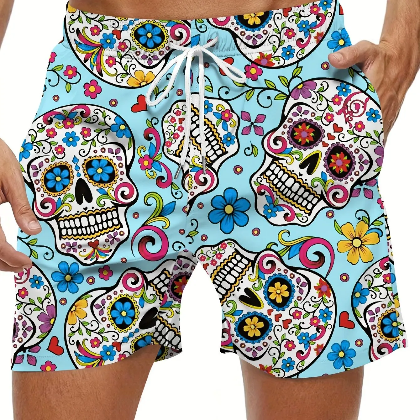 Pantalones cortos de playa hawaianos con estampado 3D de calavera para hombre y mujer, bañadores informales para vacaciones, ropa de baño para niños