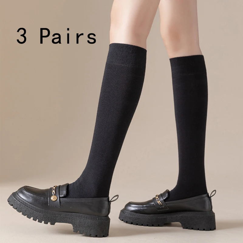 Leg socks women\'s socks thin leg JK cotton medium tube cotton long tube high tube socks autumn and winter knee black medias meia