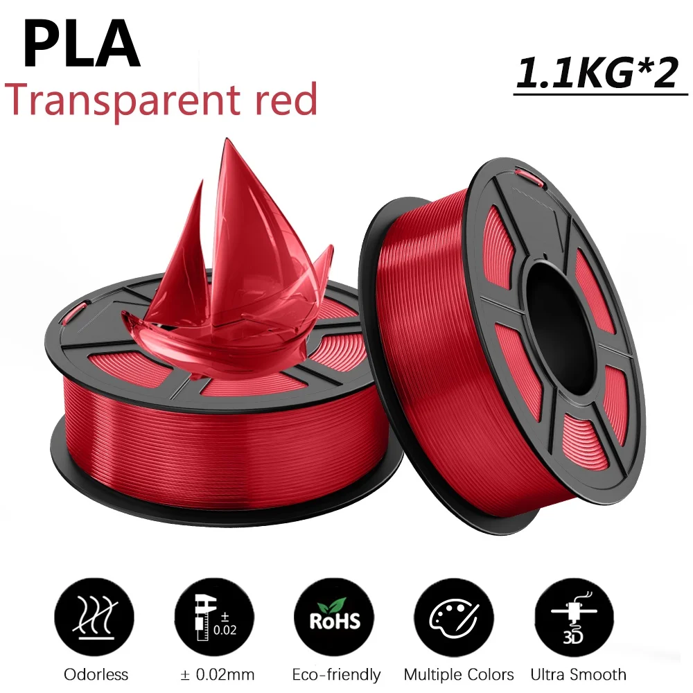 JAYO PLA/PLA PLUS przezroczyste włókno 1.75mm 1.1kg/rolka 100% nietoksyczne przezroczyste materiały do drukarek 3D i długopis 3D