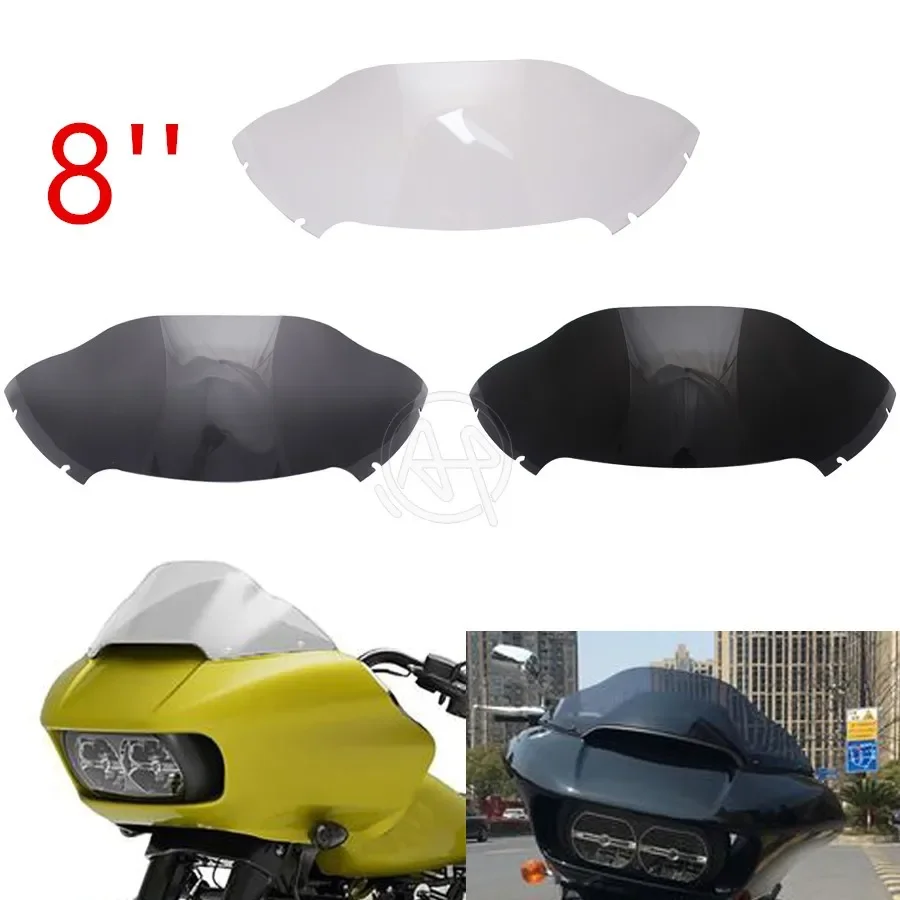 Motorcycle Front 8'' Windscreen Fairing Wind Deflectors Windshield For Harley Touring Road Glide FLTRX Special 2015-2022