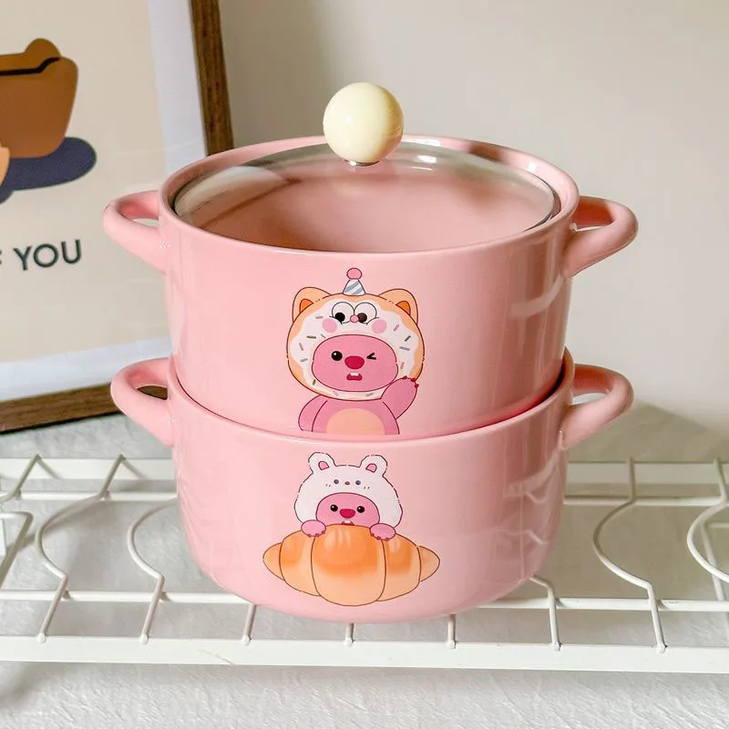 850ml Cute Zanmang Loopy Ceramics Instant Noodle Bowl Cartoon Anime Korean Style Student Dormitory Soup Bowl Kawaii Girl Gifts