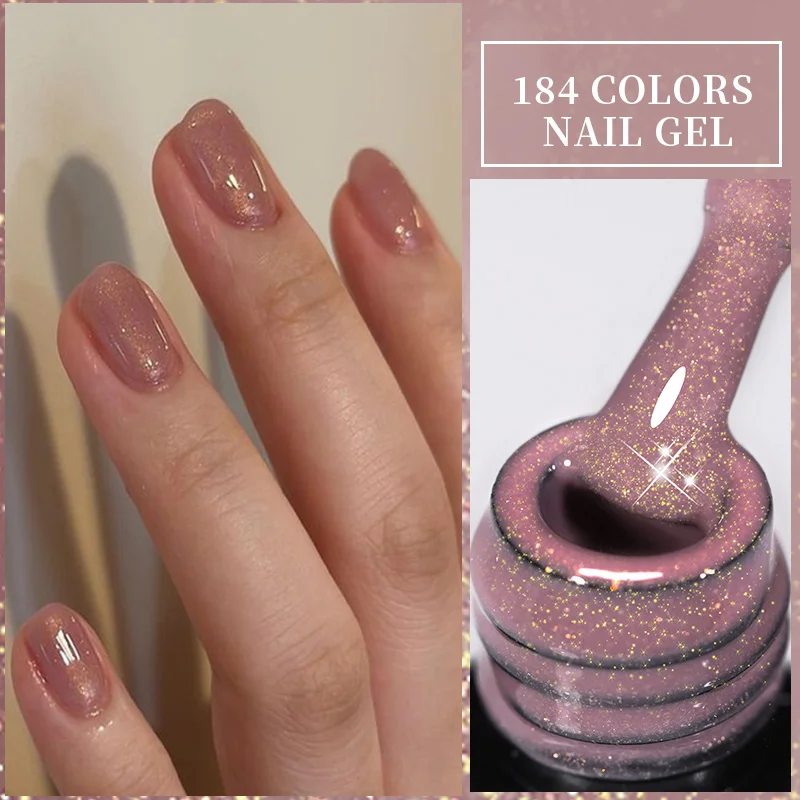 Lilycute Roze Goud Glitter Gel Nagellak Shinning Mousserende Winter Kleurrijke Semi-Permanente Manicure Nail Art Uv Gel Lak