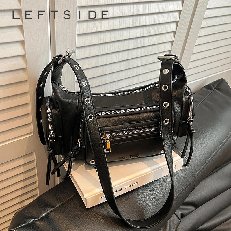 

Женская кожаная сумка-бочонок LEFTSIDE с несколькими отделениями на молнии, в стиле ретро, стильная, повседневная, через плечо, 2026. Сумки и кошельки.