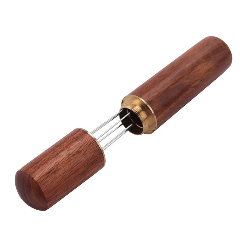 WDT Tool Espresso Coffee Stirrer Portable Espresso Distribution Tools ,6 Needles Rosewood Color