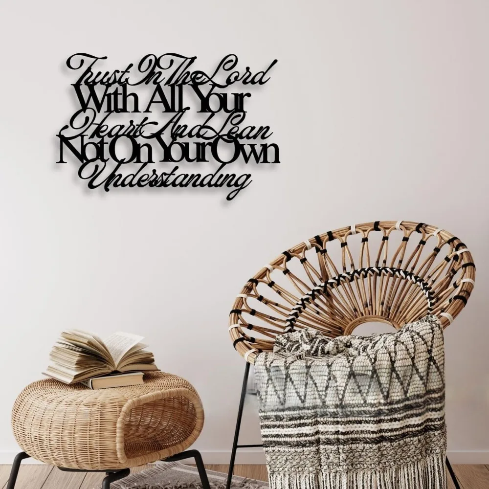 Trust In The Lord Scripture Wall Art Rustproof Metal Hanging For Living Room Bedroom Church Decor